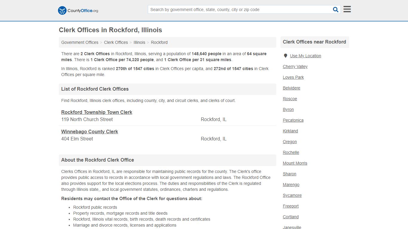 Clerk Offices - Rockford, IL (County & Court Records)